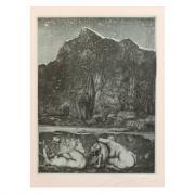 Ernst Fuchs 'Under the Snow Lilith' Etching, 1969