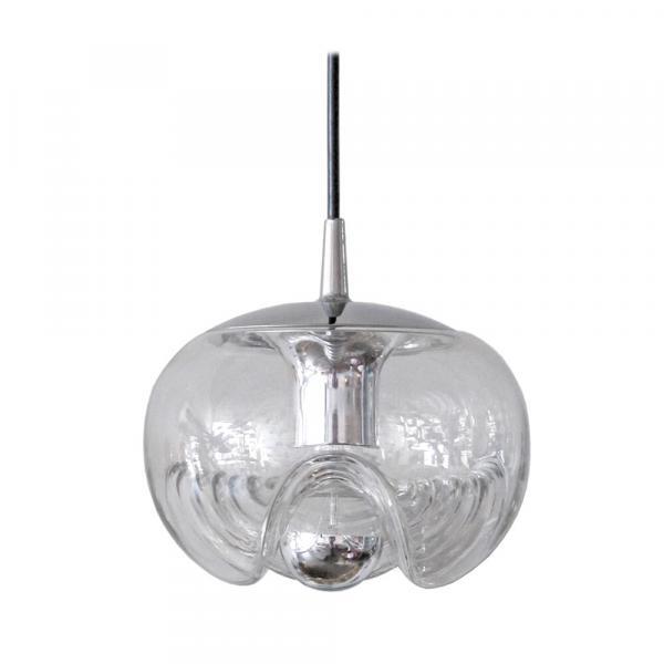 German Clear Glass Hanging Light, 1970