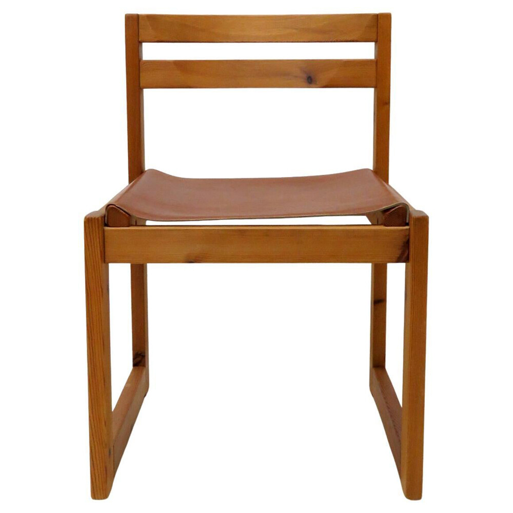 Pine and Leather Dining Chair by Knud Færch for Sorø Stolefabrik, 1970