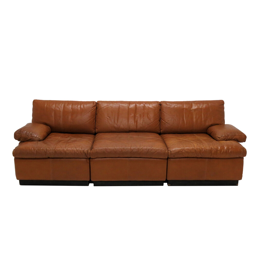 Finnish Modular Leather Sofa by BJ Dahlquist, 1970