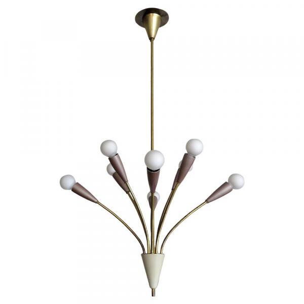 German Multi Arm Pendant Light, 1950