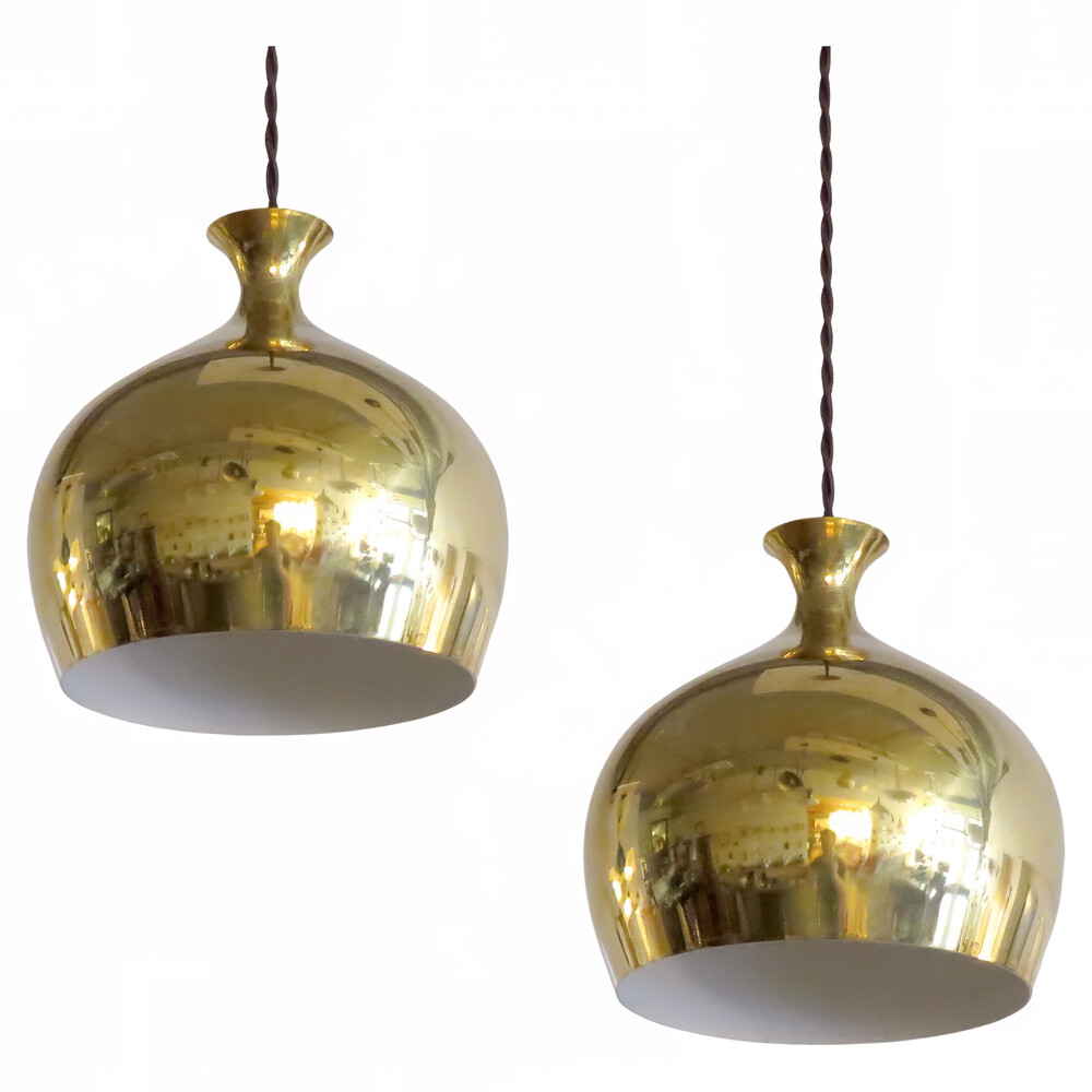 Brass Pendant Lights by Helge Zimdal for Falkenbergs Belysning, 1960